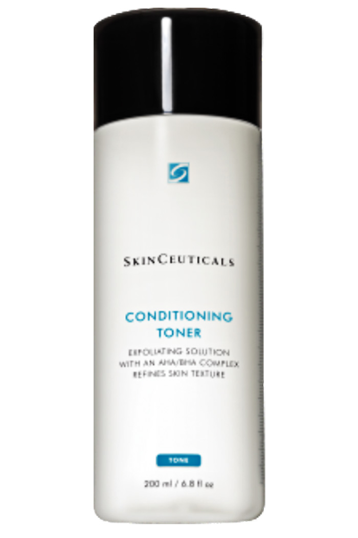 Exfoliating and conditioning toner with hydroxy acids to remove impurities